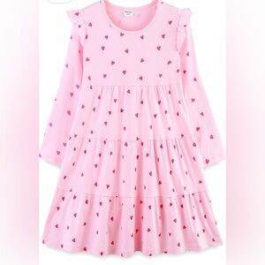 Girls Bumeex Long Sleeve Heart Valentine Tiered Cotto. A-line Dress NWT 10/11 Yr